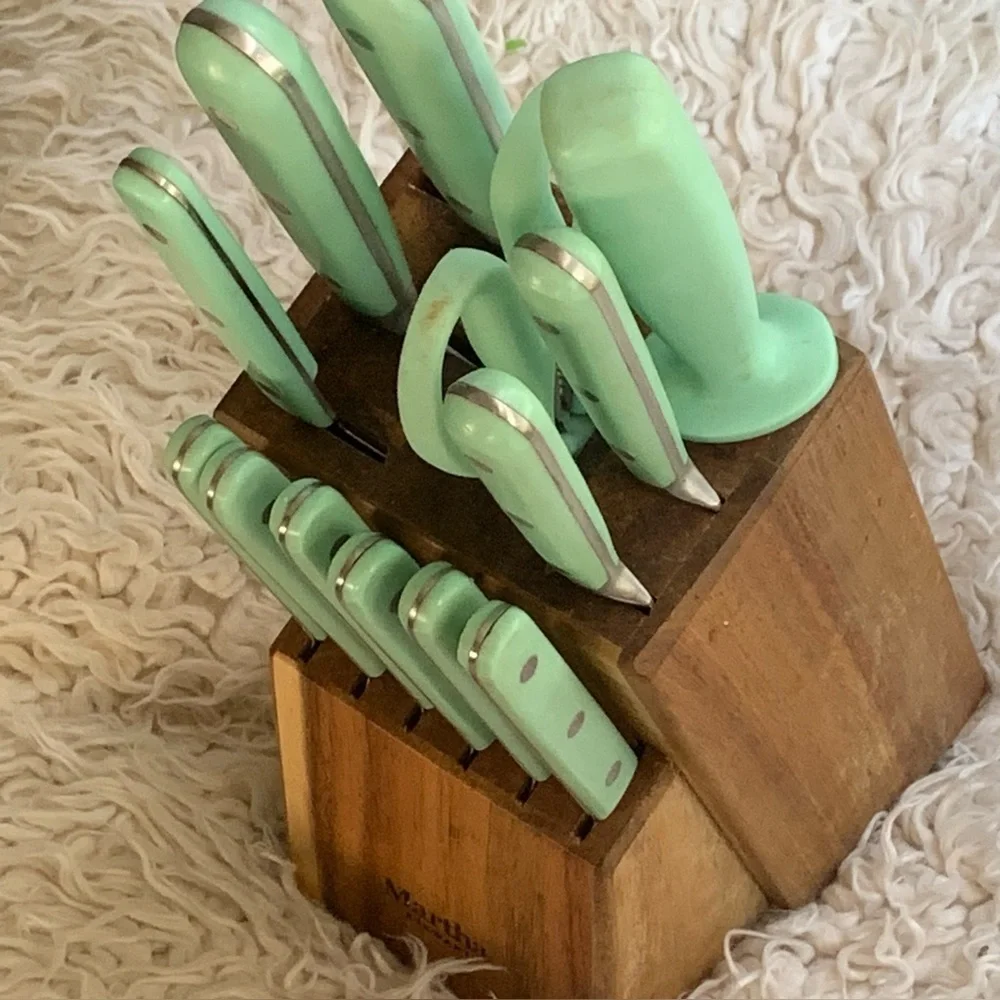 14 Pc  Stainless Steel Cutlery  Knife Block Set MARTHA STEWART + 4 Bonus Knives